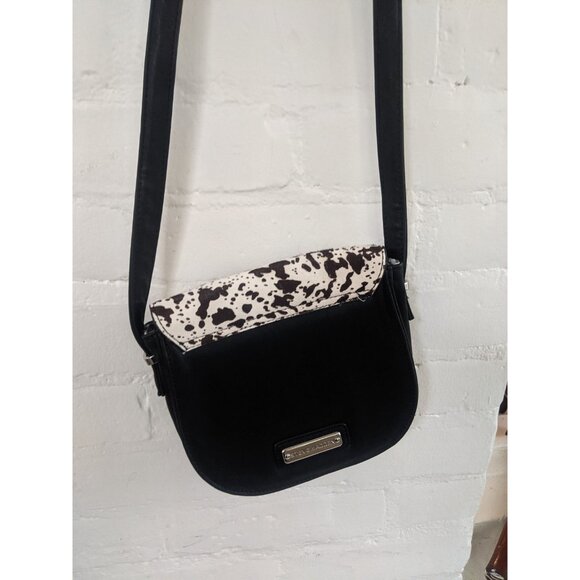 Vintage Steve Madden Shoulder Bag Black and White Cow Pattern - Picture 3 of 10